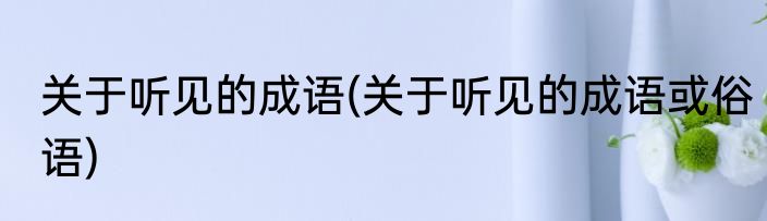 关于听见的成语(关于听见的成语或俗语)