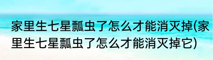 家里生七星瓢虫了怎么才能消灭掉(家里生七星瓢虫了怎么才能消灭掉它)