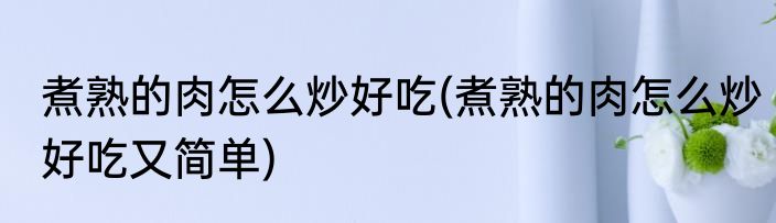 煮熟的肉怎么炒好吃(煮熟的肉怎么炒好吃又简单)