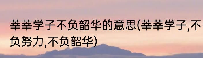 莘莘学子不负韶华的意思(莘莘学子,不负努力,不负韶华)