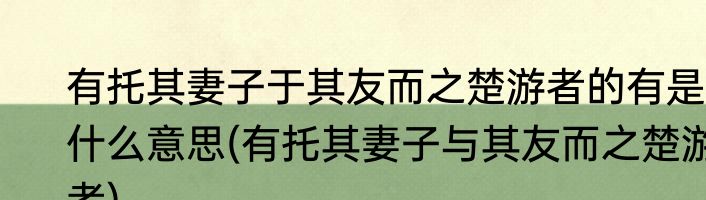 有托其妻子于其友而之楚游者的有是什么意思(有托其妻子与其友而之楚游者)