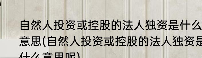 自然人投资或控股的法人独资是什么意思(自然人投资或控股的法人独资是什么意思呢)