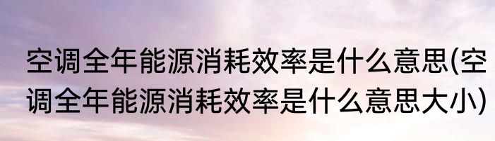 空调全年能源消耗效率是什么意思(空调全年能源消耗效率是什么意思大小)