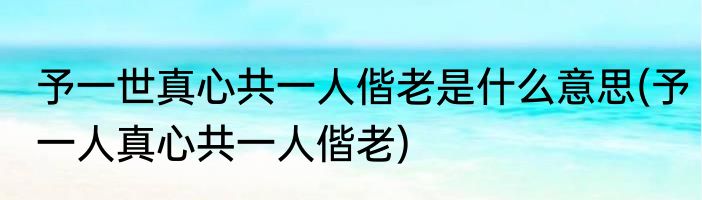 予一世真心共一人偕老是什么意思(予一人真心共一人偕老)