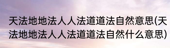 天法地地法人人法道道法自然意思(天法地地法人人法道道法自然什么意思)
