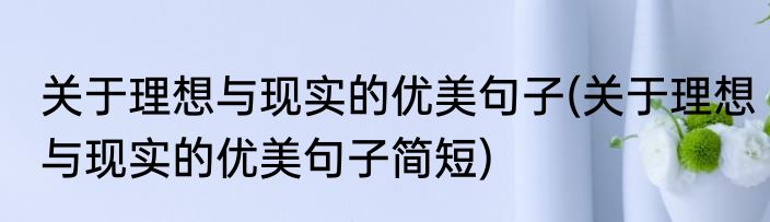 关于理想与现实的优美句子(关于理想与现实的优美句子简短)