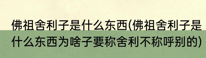 佛祖舍利子是什么东西(佛祖舍利子是什么东西为啥子要称舍利不称呼别的)