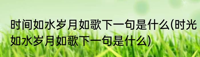 时间如水岁月如歌下一句是什么(时光如水岁月如歌下一句是什么)