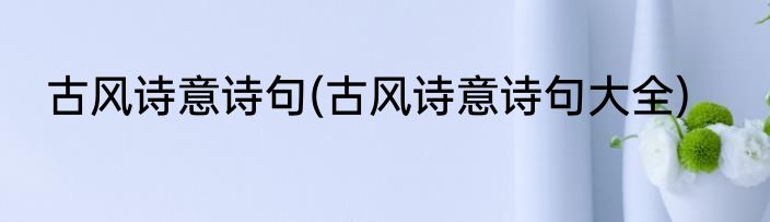 古风诗意诗句(古风诗意诗句大全)