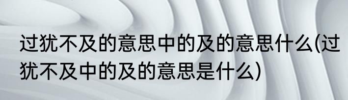 过犹不及的意思中的及的意思什么(过犹不及中的及的意思是什么)