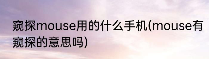 窥探mouse用的什么手机(mouse有窥探的意思吗)