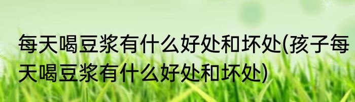 每天喝豆浆有什么好处和坏处(孩子每天喝豆浆有什么好处和坏处)