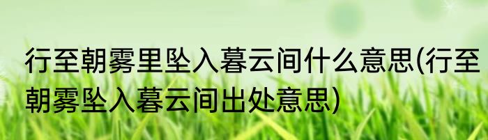 行至朝雾里坠入暮云间什么意思(行至朝雾坠入暮云间出处意思)