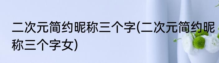 二次元简约昵称三个字(二次元简约昵称三个字女)