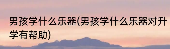 男孩学什么乐器(男孩学什么乐器对升学有帮助)