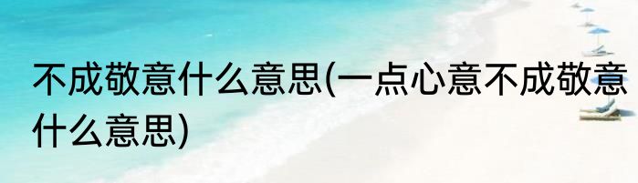 不成敬意什么意思(一点心意不成敬意什么意思)