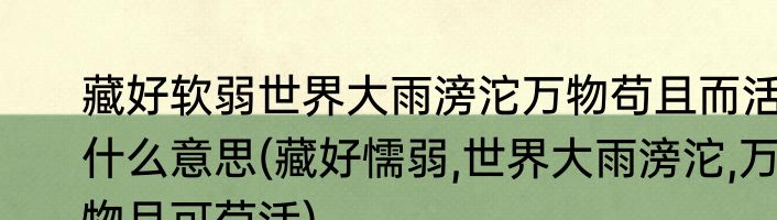 藏好软弱世界大雨滂沱万物苟且而活什么意思(藏好懦弱,世界大雨滂沱,万物且可苟活)