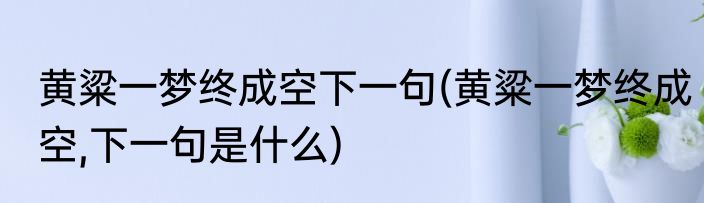 黄粱一梦终成空下一句(黄粱一梦终成空,下一句是什么)
