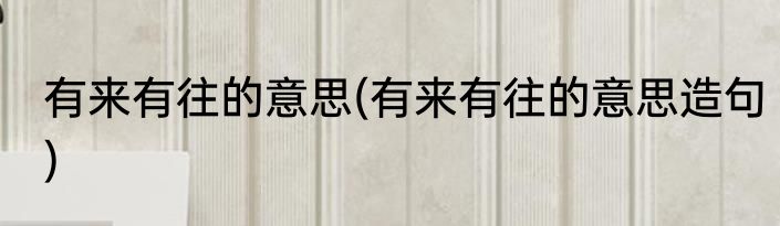 有来有往的意思(有来有往的意思造句)