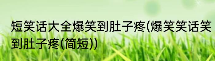 短笑话大全爆笑到肚子疼(爆笑笑话笑到肚子疼(简短))