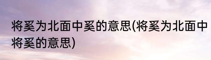 将奚为北面中奚的意思(将奚为北面中将奚的意思)