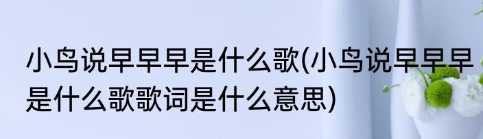 小鸟说早早早是什么歌(小鸟说早早早是什么歌歌词是什么意思)