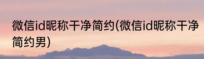 微信id昵称干净简约(微信id昵称干净简约男)