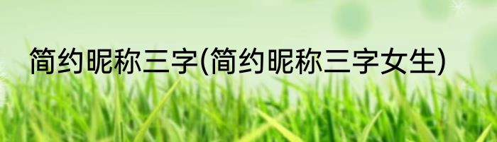 简约昵称三字(简约昵称三字女生)