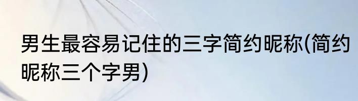 男生最容易记住的三字简约昵称(简约昵称三个字男)