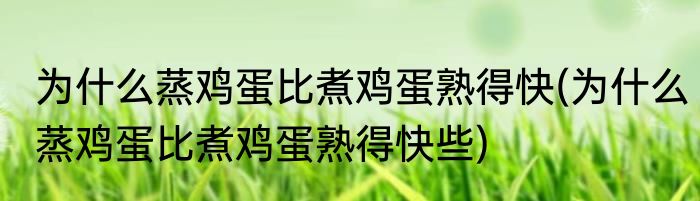 为什么蒸鸡蛋比煮鸡蛋熟得快(为什么蒸鸡蛋比煮鸡蛋熟得快些)