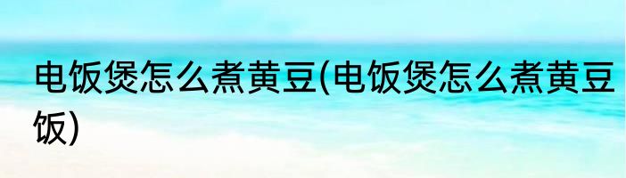 电饭煲怎么煮黄豆(电饭煲怎么煮黄豆饭)