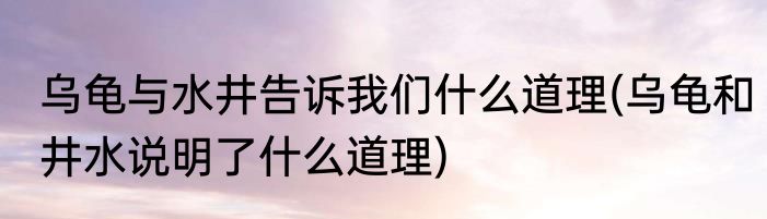 乌龟与水井告诉我们什么道理(乌龟和井水说明了什么道理)