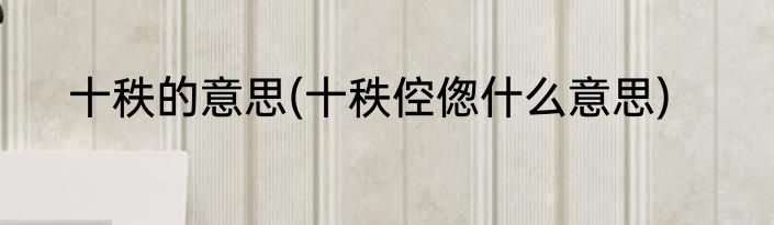 十秩的意思(十秩倥偬什么意思)