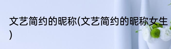 文艺简约的昵称(文艺简约的昵称女生)