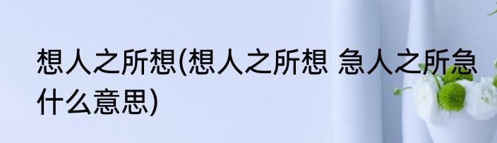 想人之所想(想人之所想 急人之所急什么意思)