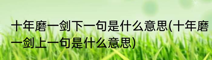 十年磨一剑下一句是什么意思(十年磨一剑上一句是什么意思)