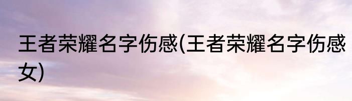 王者荣耀名字伤感(王者荣耀名字伤感女)