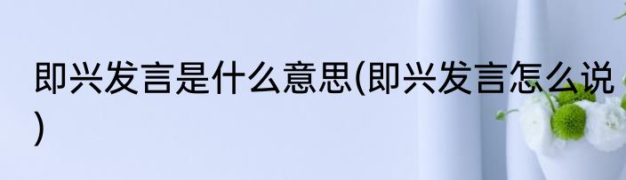 即兴发言是什么意思(即兴发言怎么说)