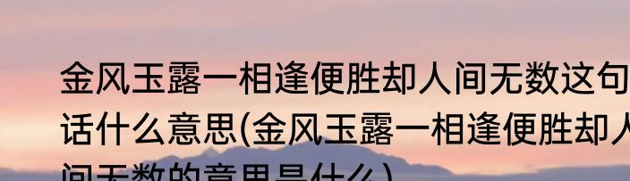 金风玉露一相逢便胜却人间无数这句话什么意思(金风玉露一相逢便胜却人间无数的意思是什么)