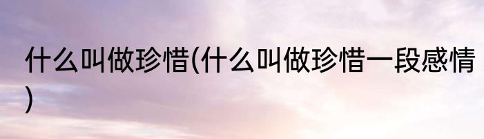 什么叫做珍惜(什么叫做珍惜一段感情)