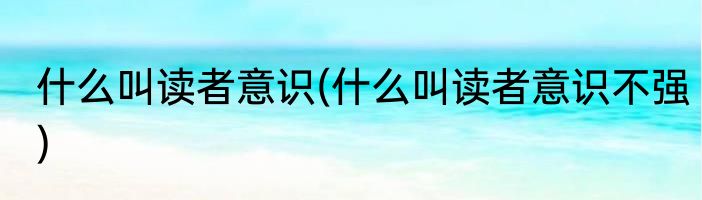 什么叫读者意识(什么叫读者意识不强)
