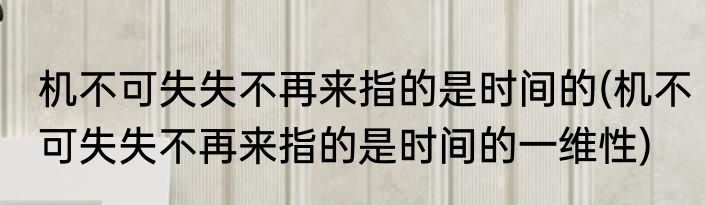 机不可失失不再来指的是时间的(机不可失失不再来指的是时间的一维性)