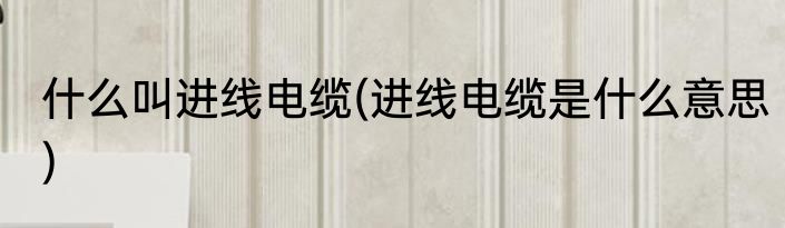 什么叫进线电缆(进线电缆是什么意思)