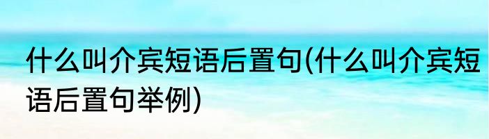 什么叫介宾短语后置句(什么叫介宾短语后置句举例)