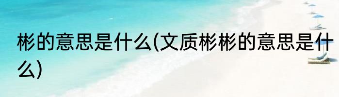 彬的意思是什么(文质彬彬的意思是什么)