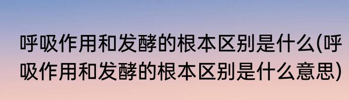 呼吸作用和发酵的根本区别是什么(呼吸作用和发酵的根本区别是什么意思)
