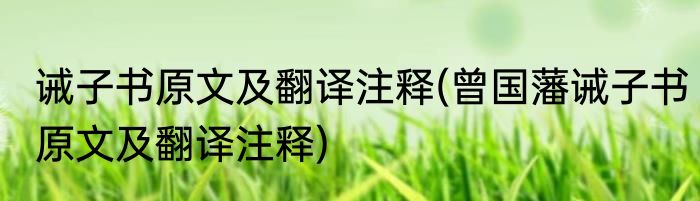 诫子书原文及翻译注释(曾国藩诫子书原文及翻译注释)