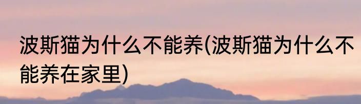 波斯猫为什么不能养(波斯猫为什么不能养在家里)