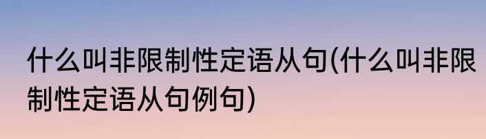 什么叫非限制性定语从句(什么叫非限制性定语从句例句)