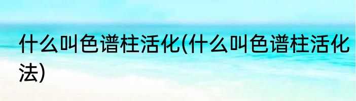 什么叫色谱柱活化(什么叫色谱柱活化法)